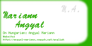 mariann angyal business card